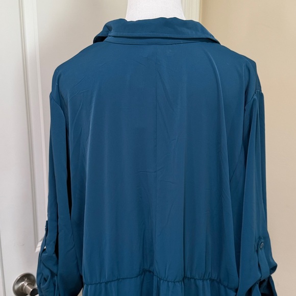 NWT Torrid Midi Studio Crepe De Chine Legion Blue Collared Shirt Dress Size 4X - Picture 8 of 12